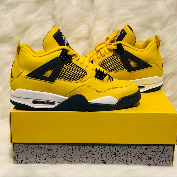 Air Jordan Retro 4 Tour Yellow Blue Grey 2021 - Picture 6 of 6